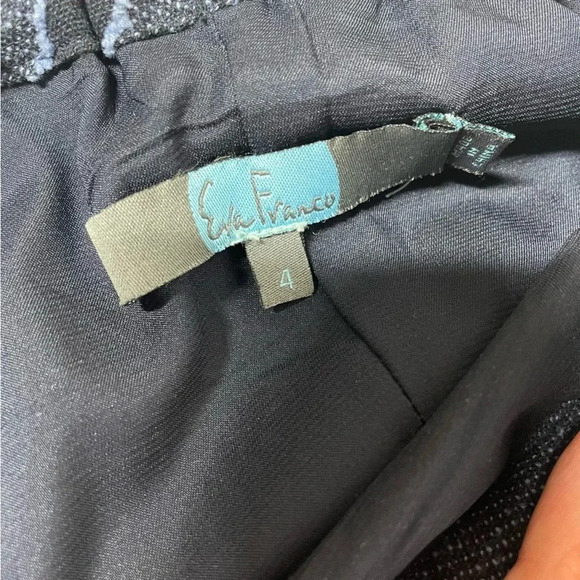 Anthropologie Eva Franco Textured-Chevron Midi Skirt Blue Ruffle Front Size 4 - Picture 7 of 16